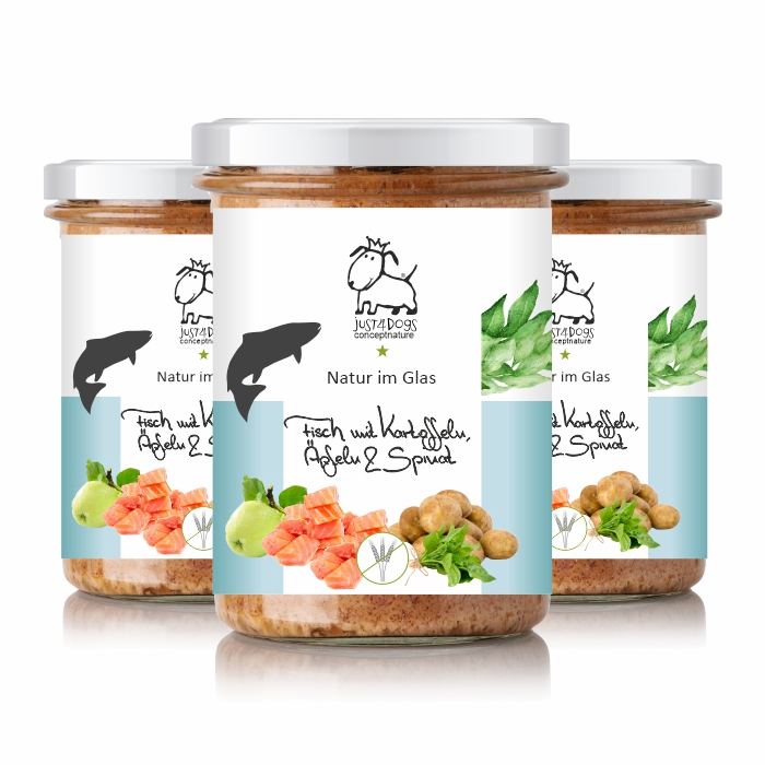 Natur im Glas - Lachs mit Kartoffeln, Äpfeln & Spinat - getreidefrei