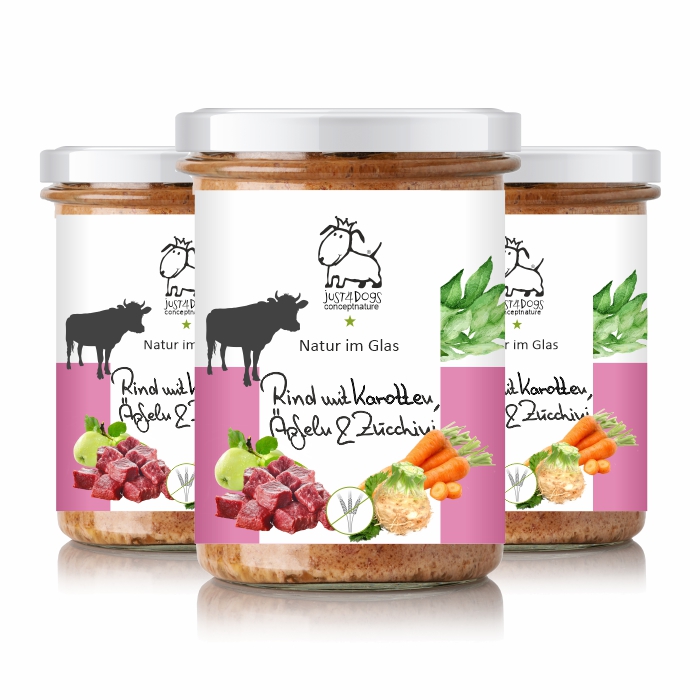 Natur im Glas - Rind mit Karotten, Äpfeln & Zucchini - getreidefrei
