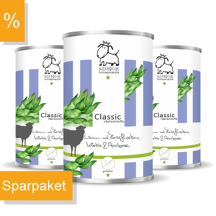 Classic +Ballaststoffe Lamm mit Hirseflocken, Kürbis & Aprikosen, glutenfrei