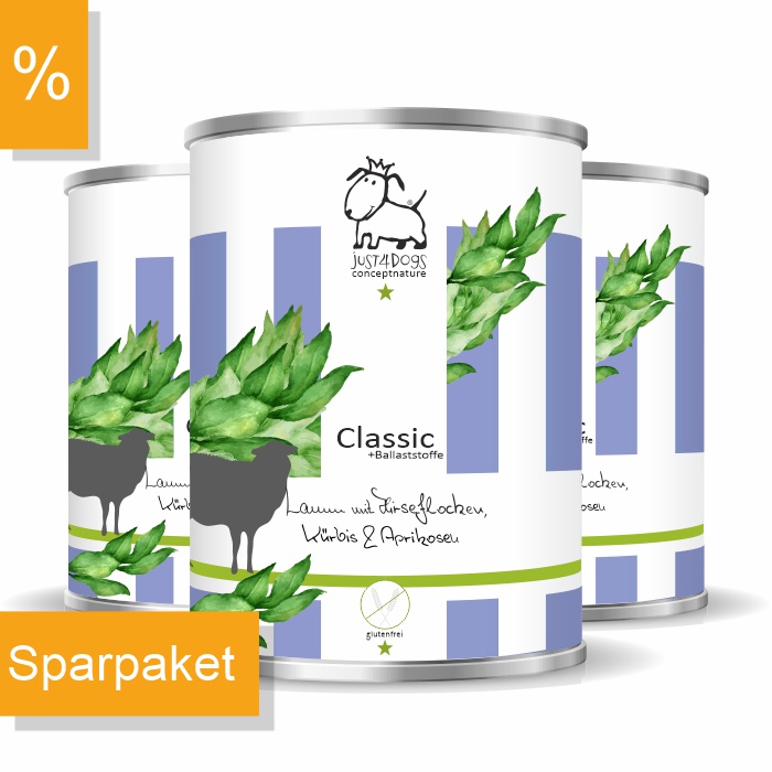 Classic +Ballaststoffe Lamm mit Hirseflocken, Kürbis & Aprikosen, glutenfrei