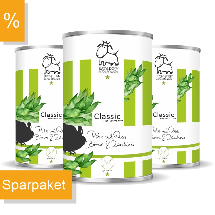 Classic +Ballaststoffe Pute mit Reis, Birnen & Zucchini, glutenfrei