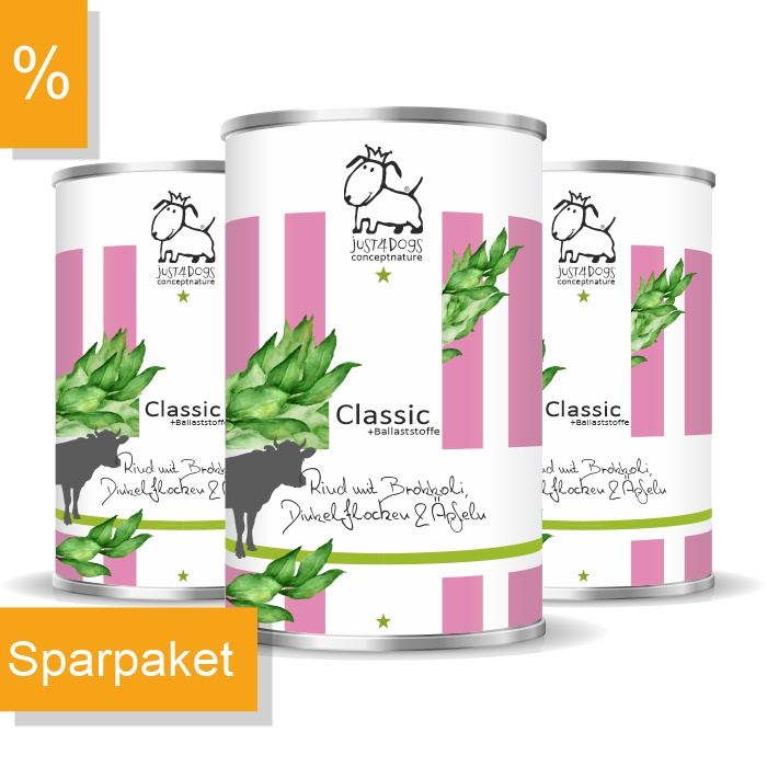 Classic +Ballaststoffe Rind mit Dinkelflocken, Brokkoli & Apfel