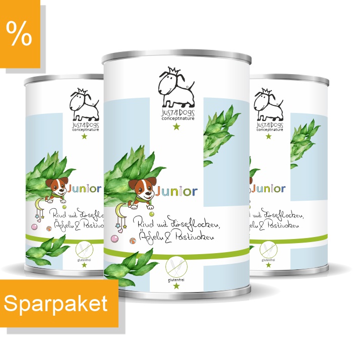 Welpe-Junior Rind mit Hirseflocken, Äpfeln & Pastinaken, glutenfrei