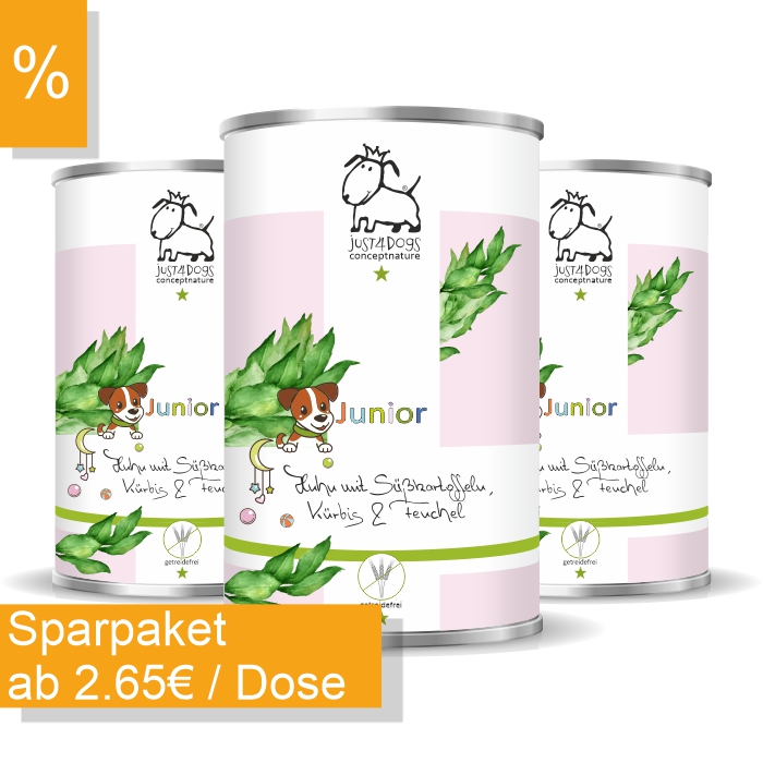 Welpe-Junior Huhn mit Süßkartoffeln, Kürbis & Fenchel, getreidefrei