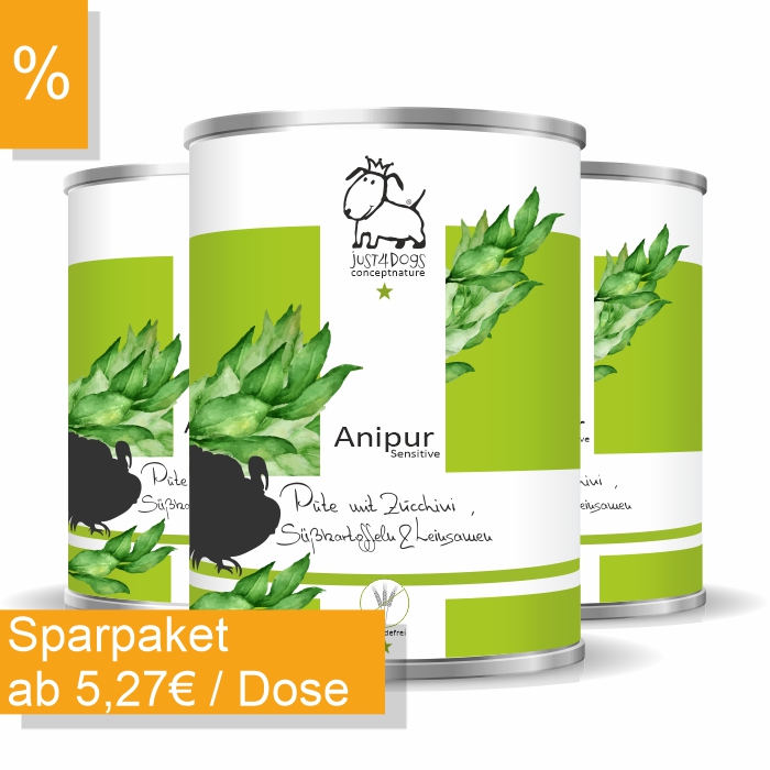 Anipur Sensitive Pute mit Zucchini, Süßkartoffeln & Leinsamen, getreidefrei