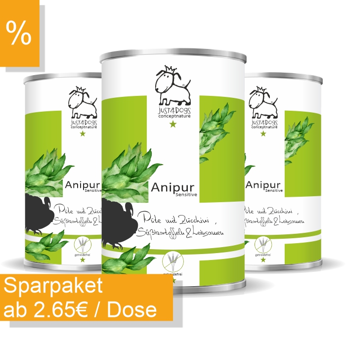 Anipur Sensitive Pute mit Zucchini, Süßkartoffeln & Leinsamen, getreidefrei