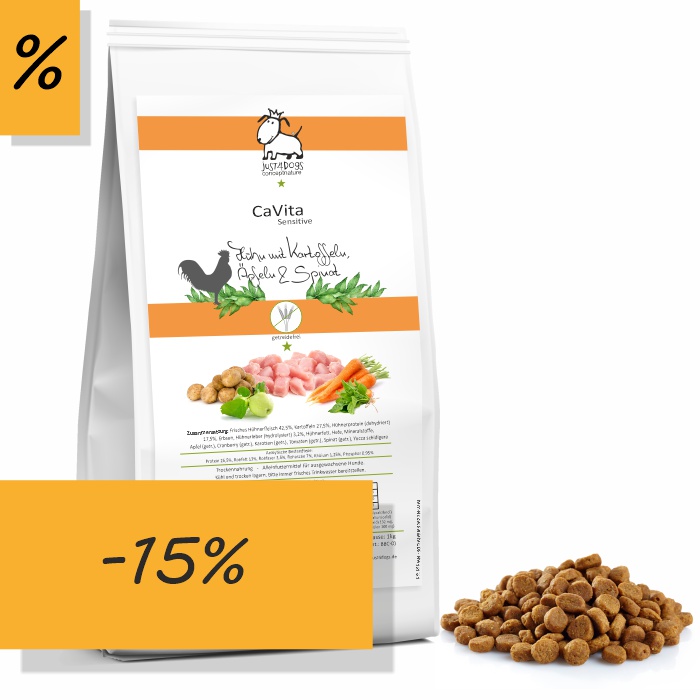 CaVita Huhn 1 kg - mit Kartoffeln, Äpfeln & Spinat - getreidefrei