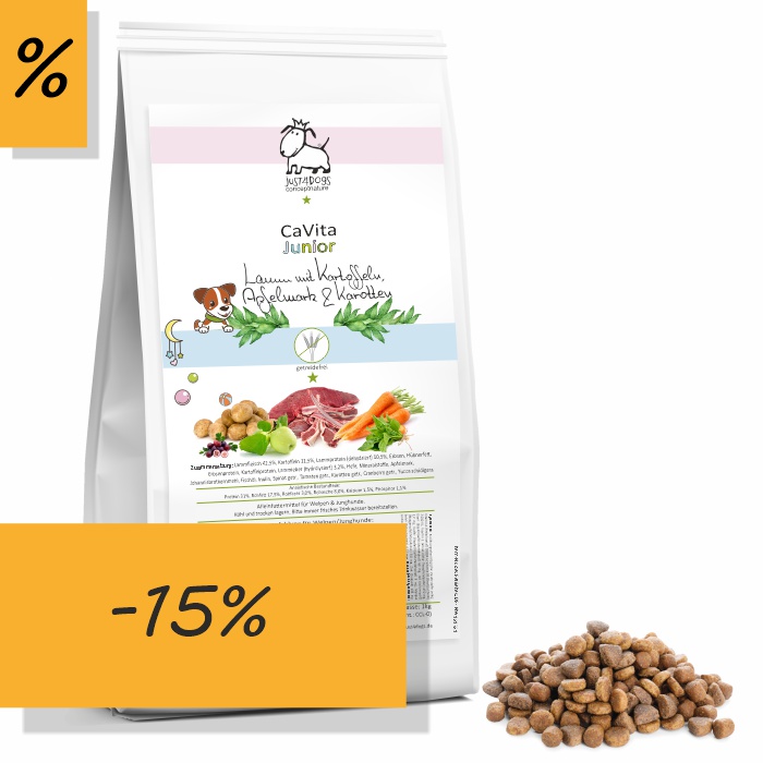 CaVita Junior 1kg - Lamm mit Kartoffeln, Apfelmark & Karotten - getreidefrei