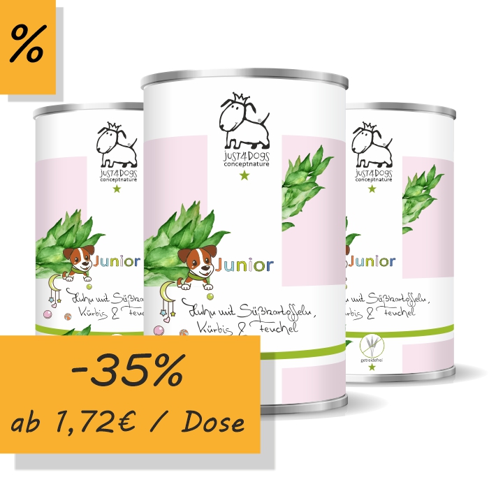Welpe-Junior Huhn mit Süßkartoffeln, Kürbis & Fenchel, getreidefrei