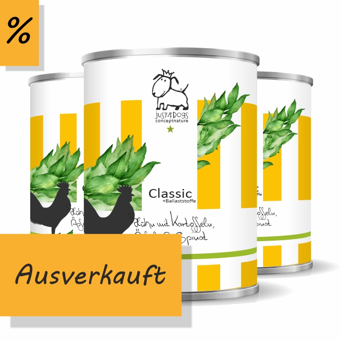 Classic +Ballaststoffe Huhn mit Kartoffeln, Äpfeln & Spinat, getreidefrei
