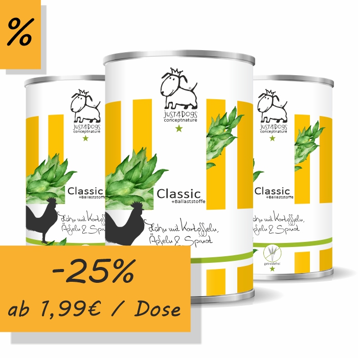 Classic +Ballaststoffe Huhn mit Kartoffeln, Äpfeln & Spinat, getreidefrei