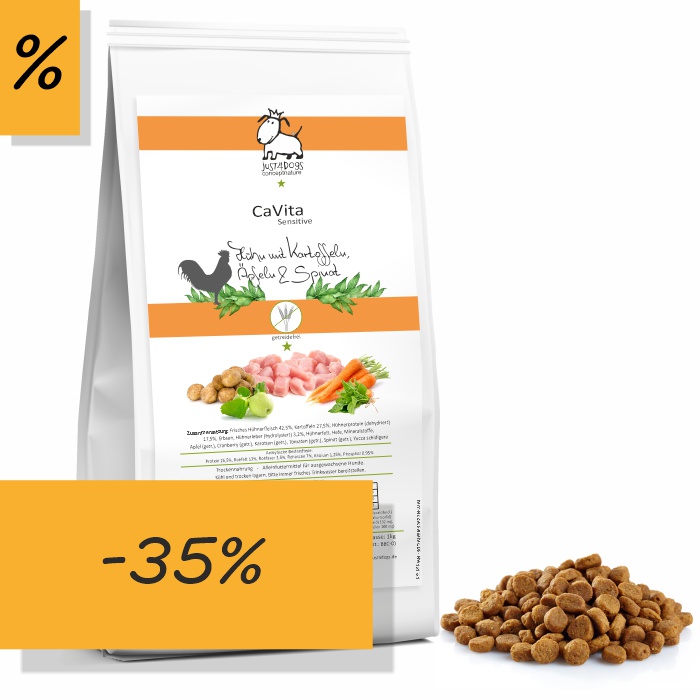 CaVita Huhn 1 kg - mit Kartoffeln, Äpfeln & Spinat - getreidefrei