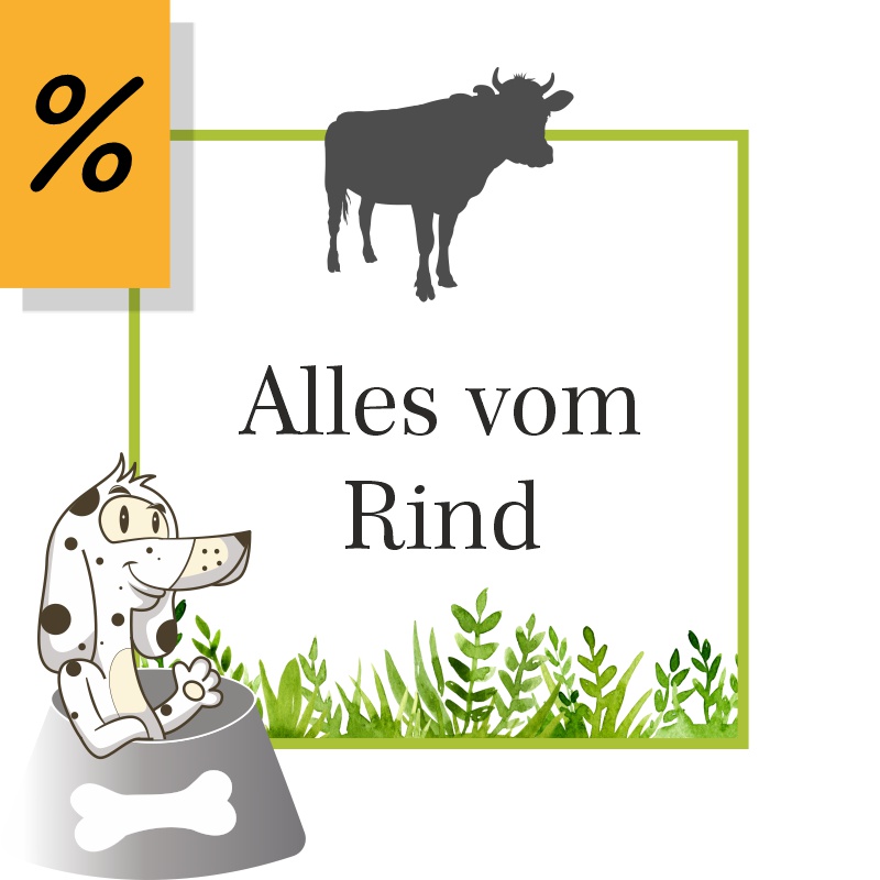 Hochwertiges Hundefutter und Kauartikel vom Kalb und Rind