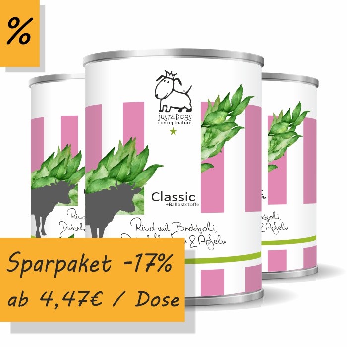 Classic +Ballaststoffe Rind mit Dinkelflocken, Brokkoli & Apfel