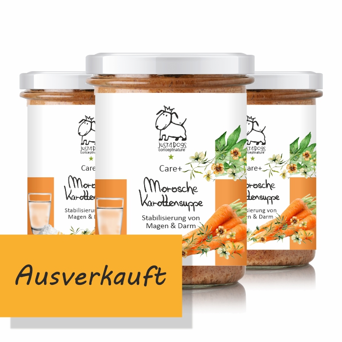 Morosche Karottensuppe im Glas für Hunde. Zur Stabilisierung von Magen und Darm.