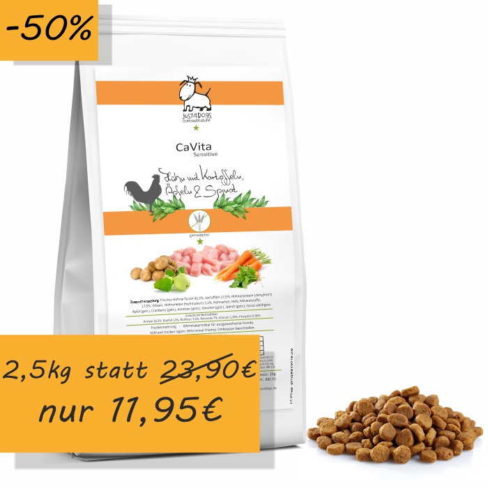 CaVita Huhn 2,5kg - mit Kartoffeln, Äpfeln & Spinat - getreidefrei