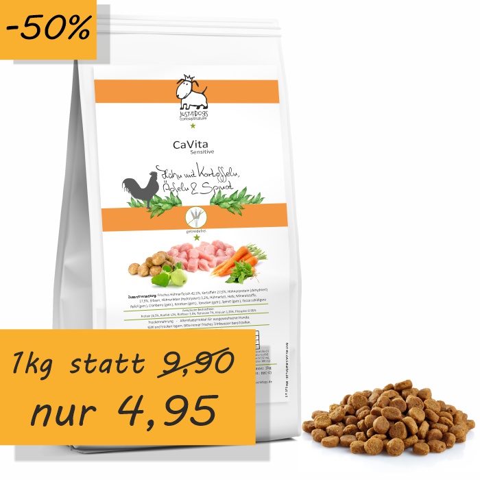 CaVita Huhn 1 kg - mit Kartoffeln, Äpfeln & Spinat - getreidefrei