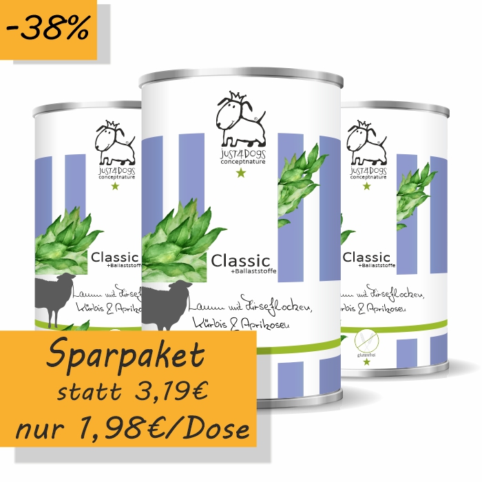 Classic +Ballaststoffe Lamm mit Hirseflocken, Kürbis & Aprikosen, glutenfrei