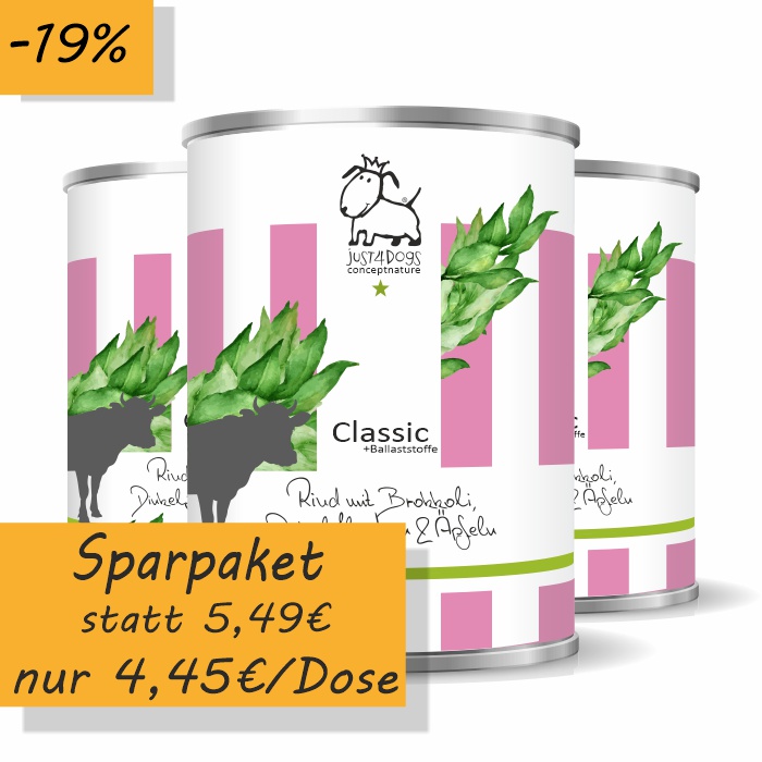 Classic +Ballaststoffe Rind mit Dinkelflocken, Brokkoli & Apfel