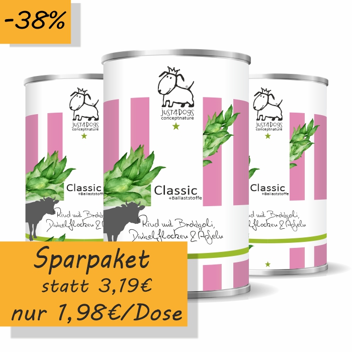 Classic +Ballaststoffe Rind mit Dinkelflocken, Brokkoli & Apfel
