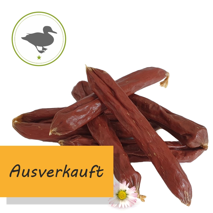 Entenwürstl aus purem Entenfleisch mit Äpfeln & Kokosflocken verfeinert - Kauartikel für Hunde