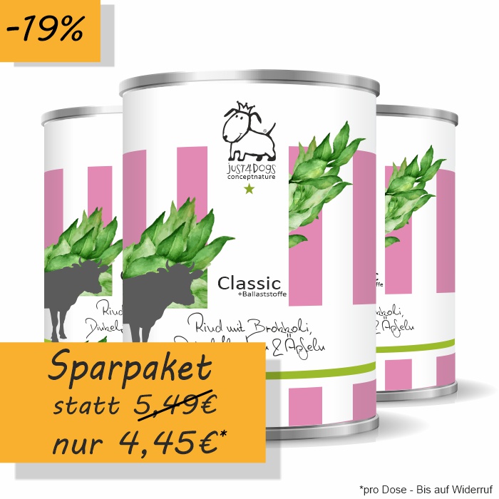 Classic +Ballaststoffe Rind mit Dinkelflocken, Brokkoli & Apfel