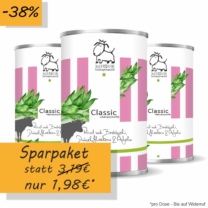 Classic +Ballaststoffe Rind mit Dinkelflocken, Brokkoli & Apfel