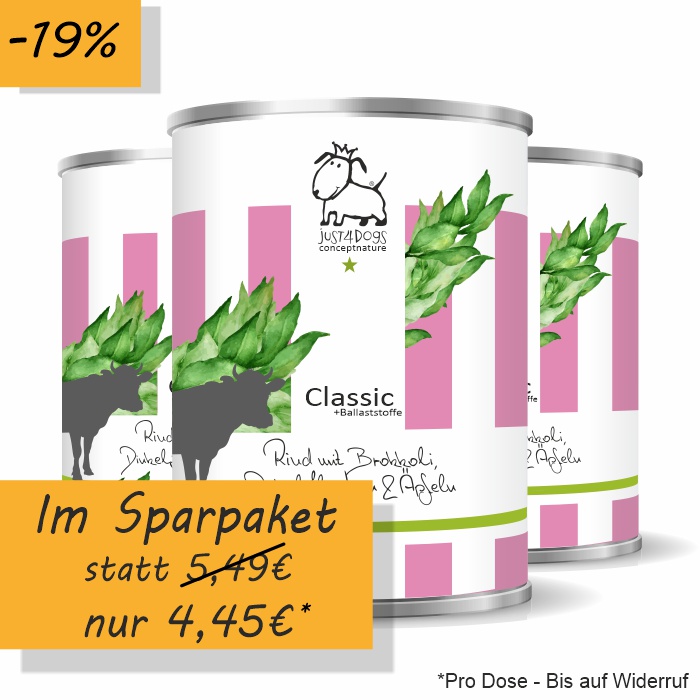 Classic +Ballaststoffe Rind mit Dinkelflocken, Brokkoli & Apfel