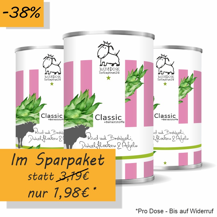 Classic +Ballaststoffe Rind mit Dinkelflocken, Brokkoli & Apfel