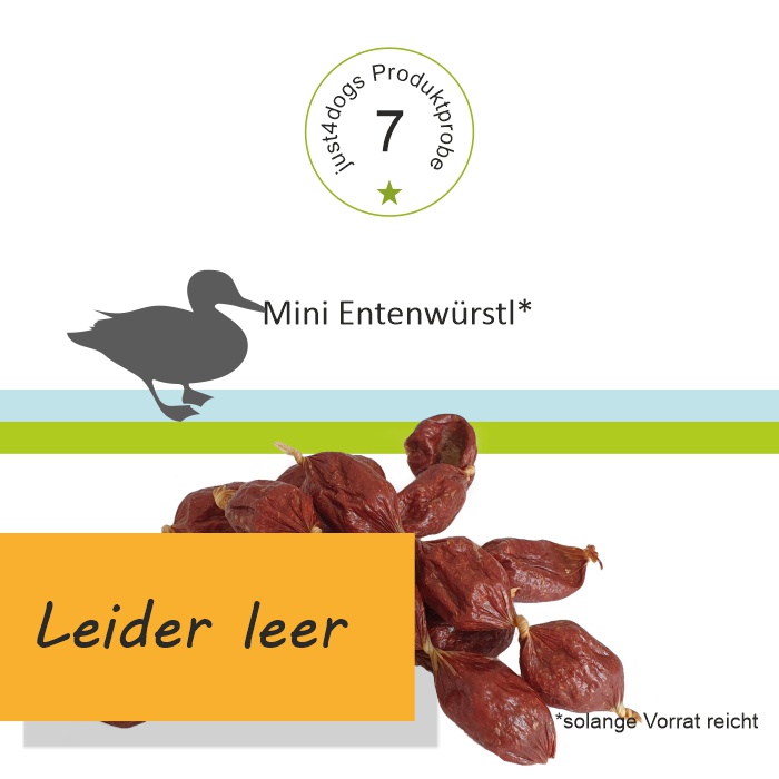 Probepackung Mini Entenwürstl aus purem Entenfleisch mit Äpfeln & Kokosflocken verfeinert - Kauartikel für Hunde