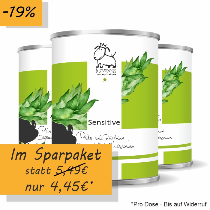 Sensitive Pute mit Zucchini, Süßkartoffeln & Leinsamen, getreidefrei
