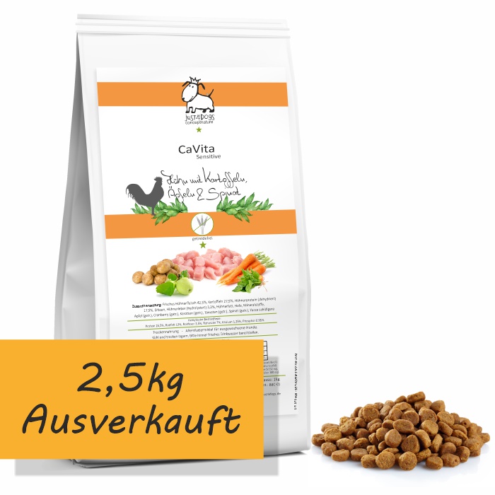 CaVita Huhn 2,5kg - mit Kartoffeln, &Auml;pfeln & Spinat - getreidefrei