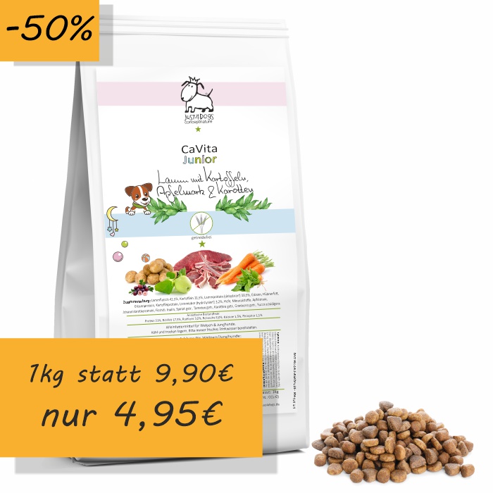CaVita Junior 1kg - Lamm mit Kartoffeln, Apfelmark & Karotten - getreidefrei