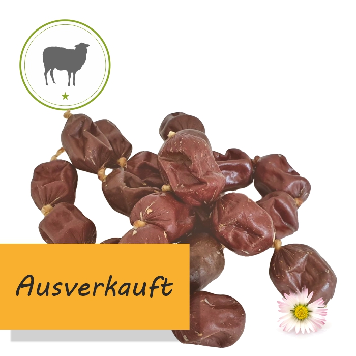 Mini Lammw&uuml;rstl aus purem Lammfleisch verfeinert mit gesunden Brennnesseln - Kauartikel f&uuml;r Hunde