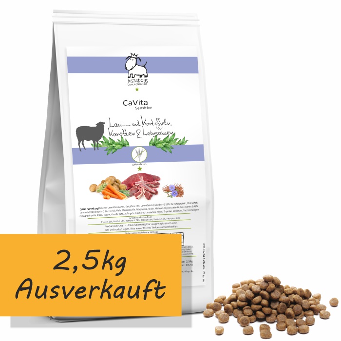 CaVita Lamm 2,5kg - mit Kartoffeln, Karotten & Leinsamen - getreidefrei