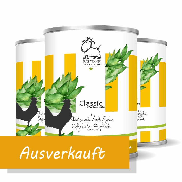 Classic +Ballaststoffe Huhn mit Kartoffeln, &Auml;pfeln & Spinat, getreidefrei