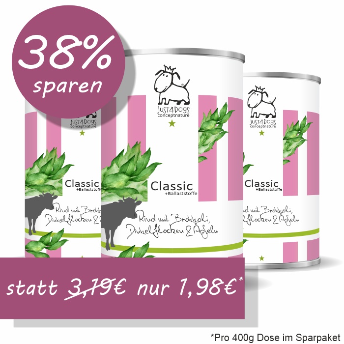 Classic +Ballaststoffe Rind mit Dinkelflocken, Brokkoli & Apfel