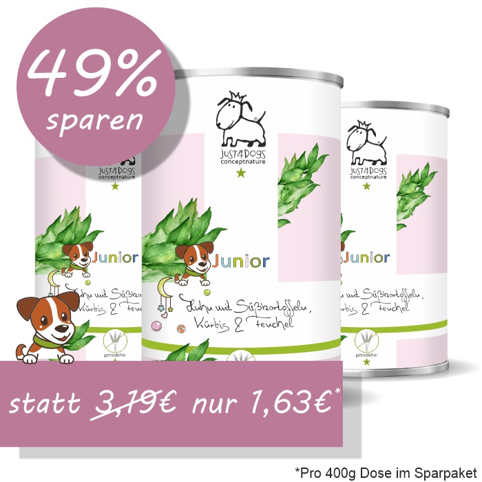 Welpe-Junior Huhn mit S&uuml;&szlig;kartoffeln, K&uuml;rbis & Fenchel, getreidefrei