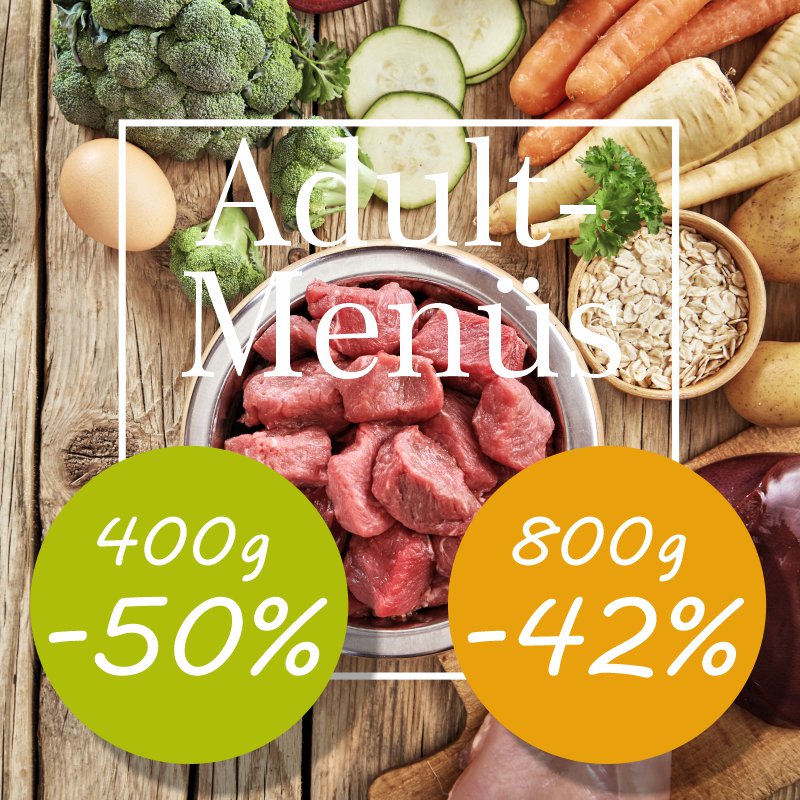 Vollwertige Men&uuml;s f&uuml;r alle Hunde von der Natur inspiriert