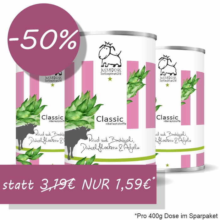 Classic +Ballaststoffe Rind mit Dinkelflocken, Brokkoli & Apfel
