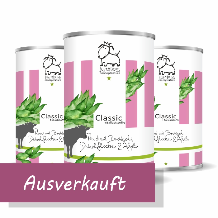 Classic +Ballaststoffe Rind mit Dinkelflocken, Brokkoli & Apfel